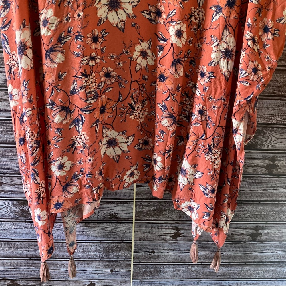 Knox Rose‎ Women's Floral Open-Front Tasseled Kimono Size XL/XXL - Picture 6 of 8